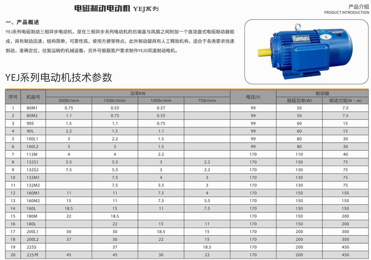 電磁制動電動機  YEJ系列 01 電磁制動電動機  YEJ系列 01